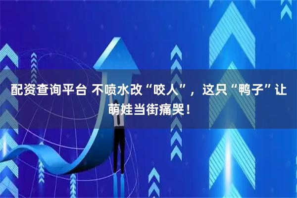 配资查询平台 不喷水改“咬人”，这只“鸭子”让萌娃当街痛哭！